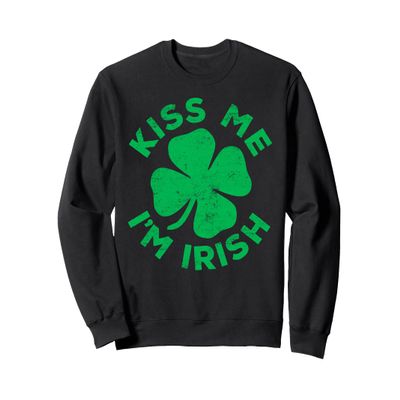 Kiss Me I'm Irish Shirt Funny Men Women Kids St Patricks Day Sweatshirt