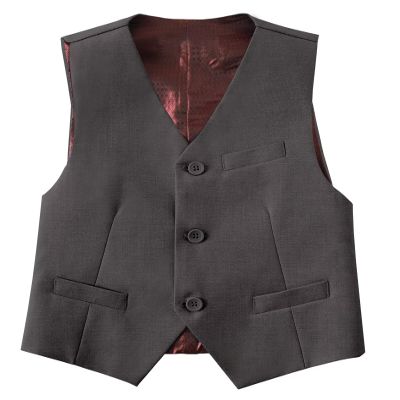 Fersumm Boys Vest for Kids Toddler Boy Dress Vest 3 Button Formal Suits Waistcoat Gray Size 6