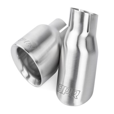 APR TPK0007 Double-Walled 3.5 in. Slash-Cut Tips Brushed Silver - Set of 2