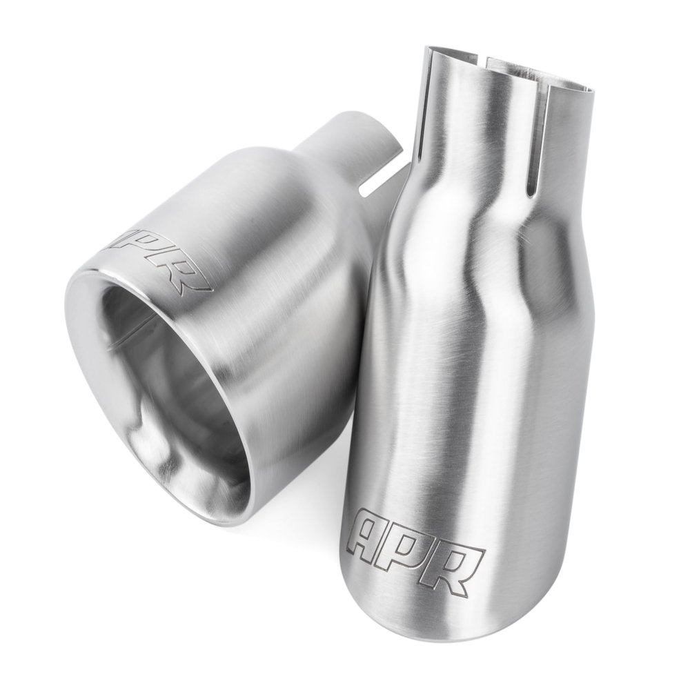 APR TPK0007 Double-Walled 3.5 in. Slash-Cut Tips Brushed Silver - Set of 2