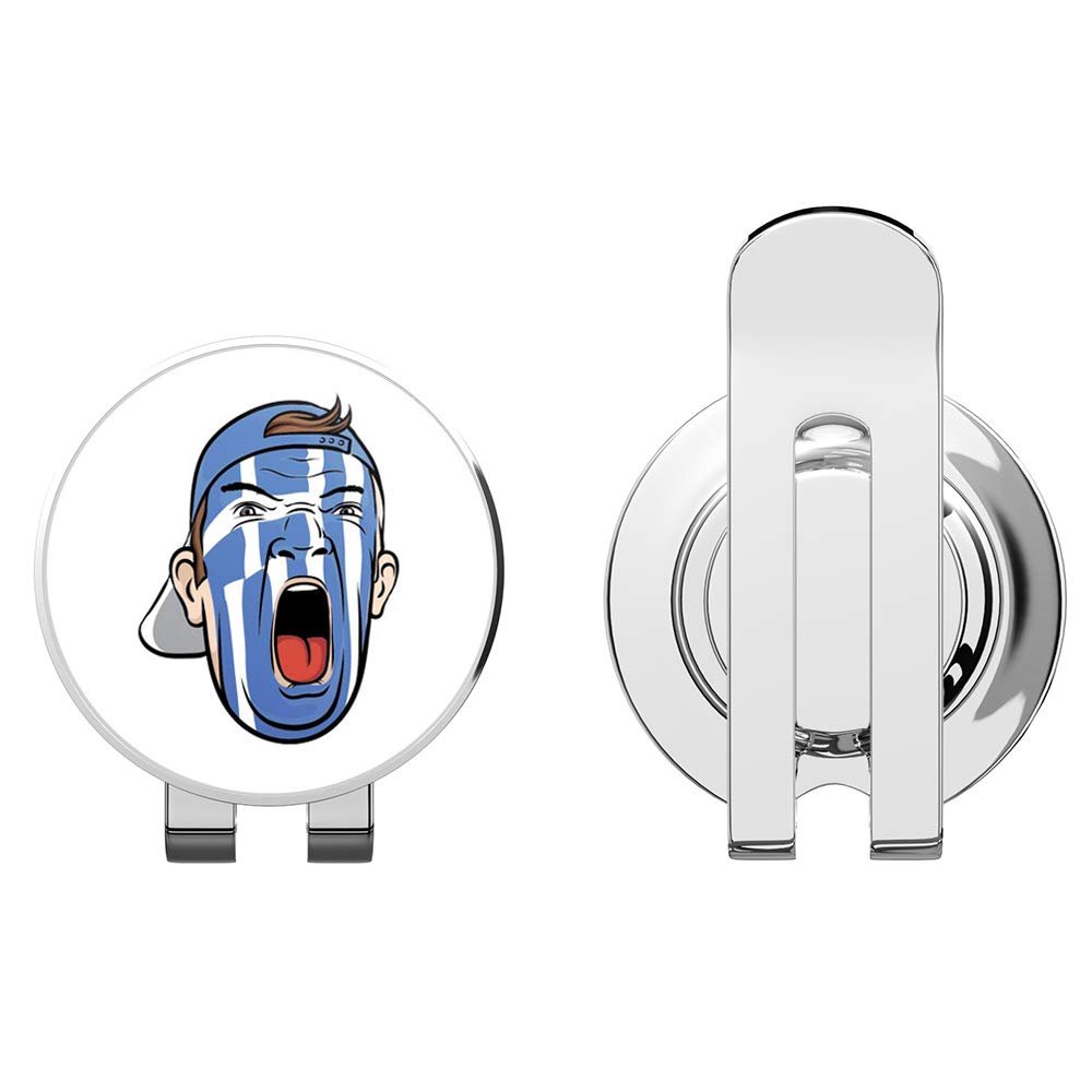 888 Graphics Greece Football Fan Face Flag Soccer Golf Hat Clip with Magnetic Ball Marker