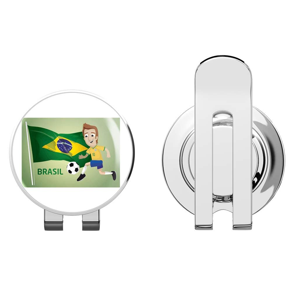 888 Graphics Brasil Flag Football Player Soccer Golf Hat Clip with Magnetic Ball Marker