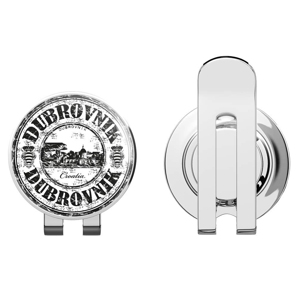 888 Graphics Dubrovnik Croatia Grunge Travel Stamp Golf Hat Clip with Magnetic Ball Marker