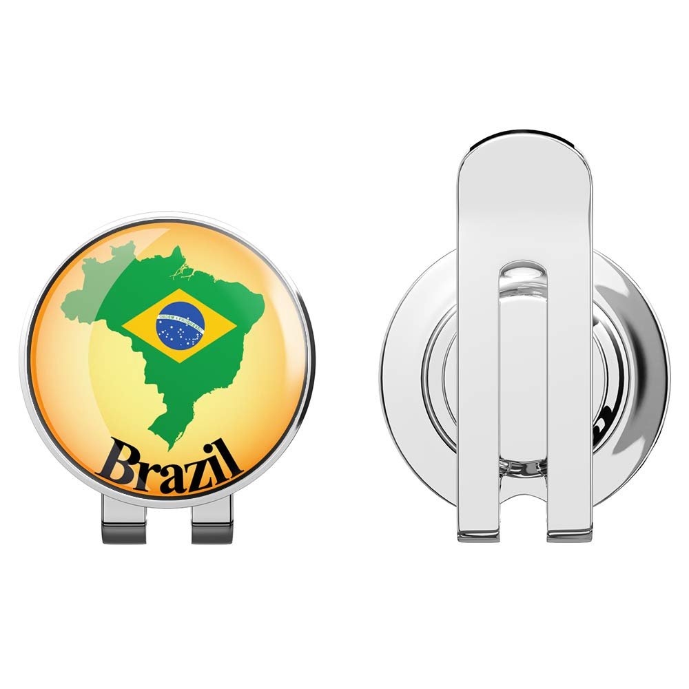 888 Graphics Brazil Map Flag Glossy Label Golf Hat Clip with Magnetic Ball Marker