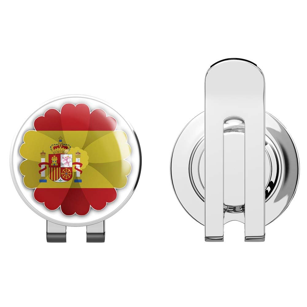 888 Graphics Spain Flag Flower Golf Hat Clip with Magnetic Ball Marker