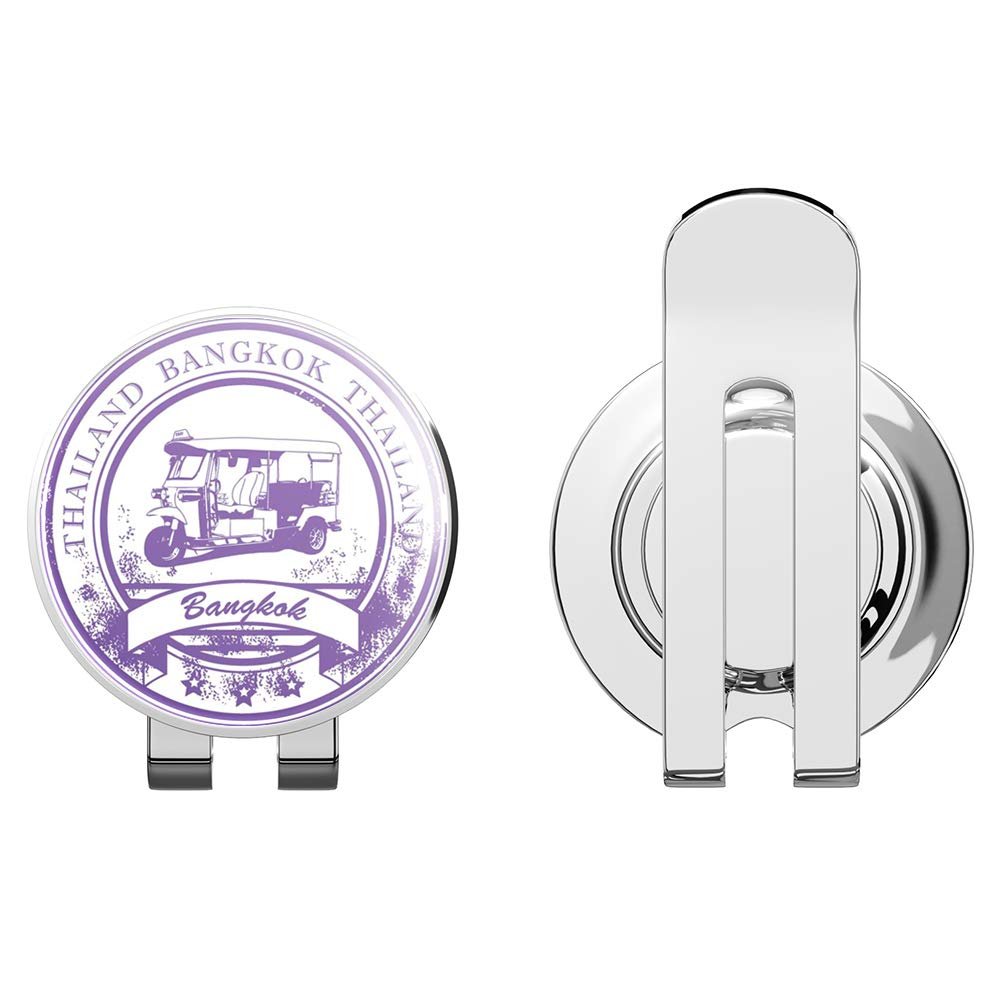 888 Graphics Bangkok Thailand Travel Bus Grunge Stamp Golf Hat Clip with Magnetic Ball Marker