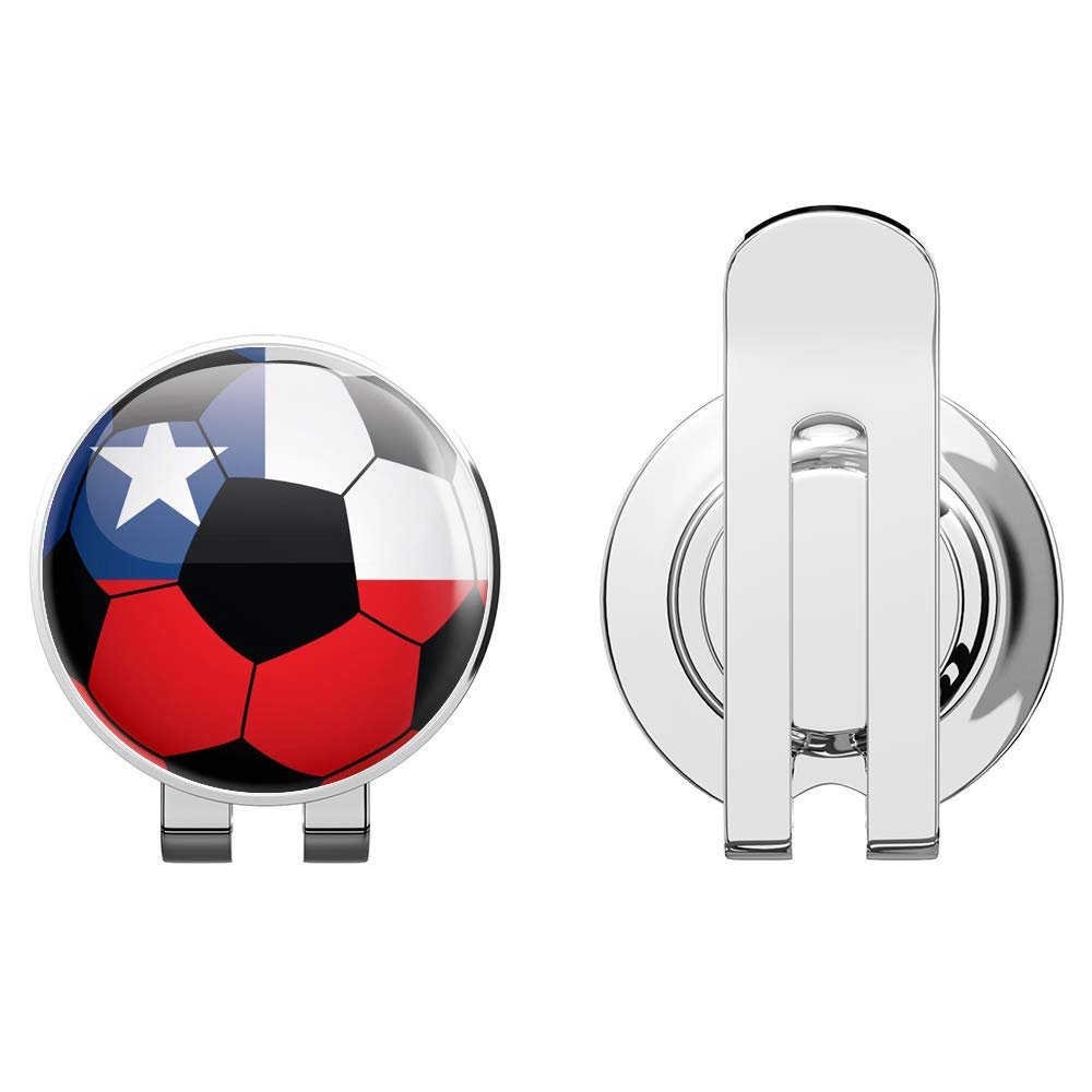 888 Graphics Chile Glossy Flag Soccer Ball Golf Hat Clip with Magnetic Ball Marker