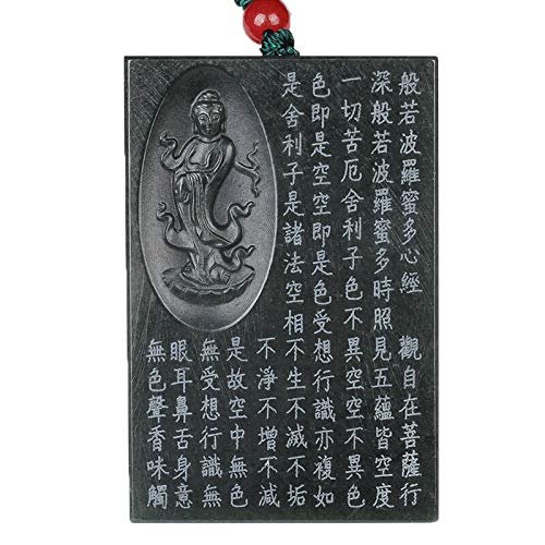 Hotan Jade Sapphire Guanyin Pendant Male Prajna Paramita Heart Sutra Necklace