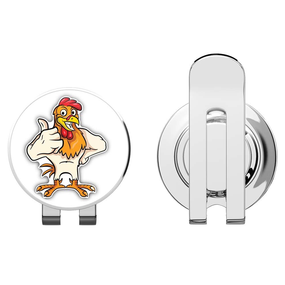 888 Graphics Rooster Cartoon Cool Golf Hat Clip with Magnetic Ball Marker