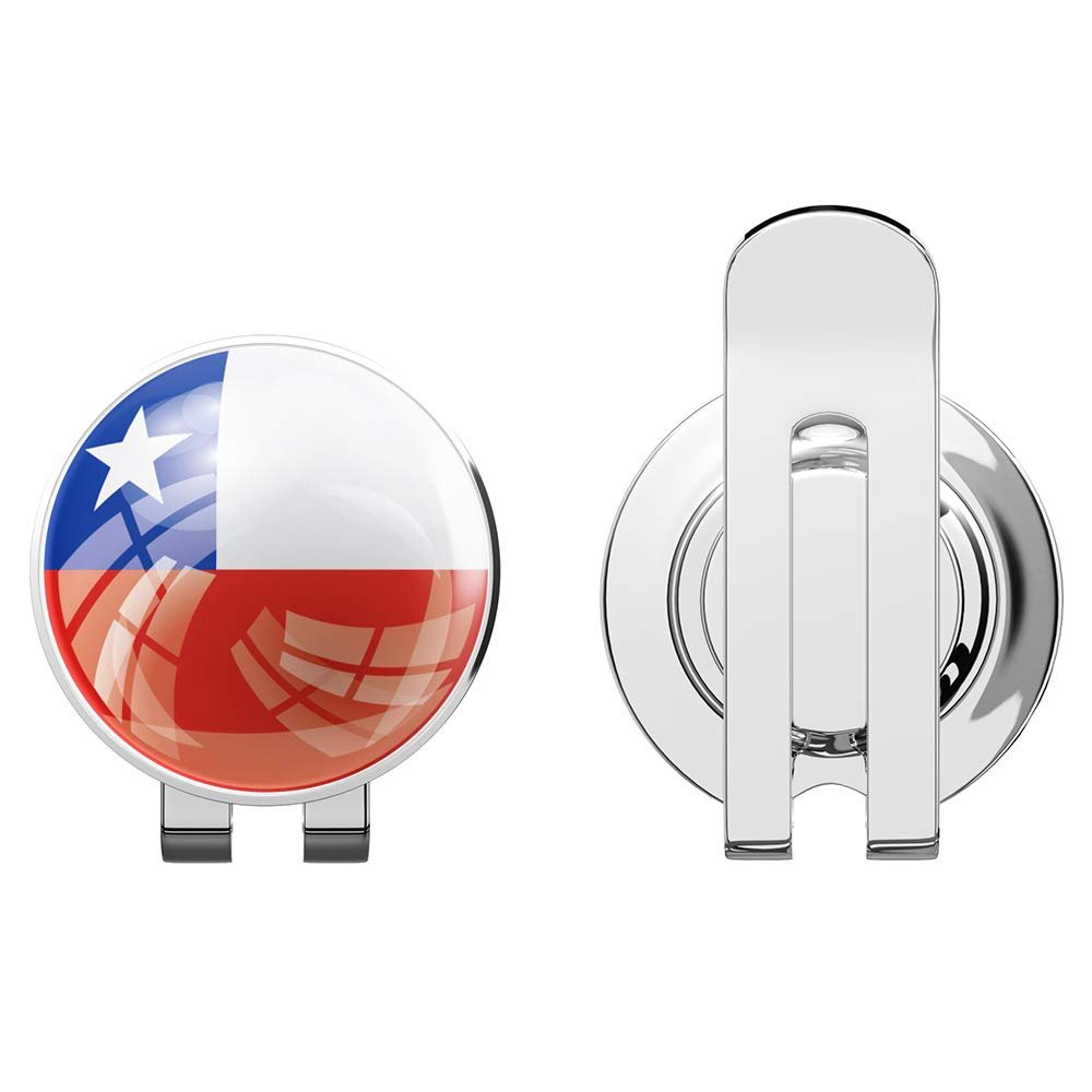 888 Graphics Chile Flag Glossy Golf Hat Clip with Magnetic Ball Marker