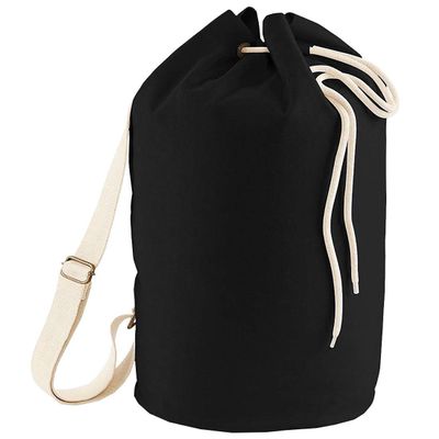 Adults Heavy Rope Draw Cord Closure Bag Unisex Gym Travel Shoulder Strap Sea Bag Black One Size