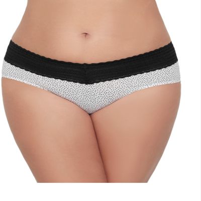 Warner's womens Dig-free Comfort Waist With Microfiber 5609j No Pinching No Problems Lace Hipster Panty, Cute White Dot, Large US