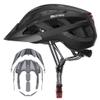 Adult-Men-Women Bike Helmet with Light - Mountain Road Bicycle Helmet with Replacement Pads & Detachable Visor (Matte Black, M(21.6-22.8 in/55-58cm)) view 1