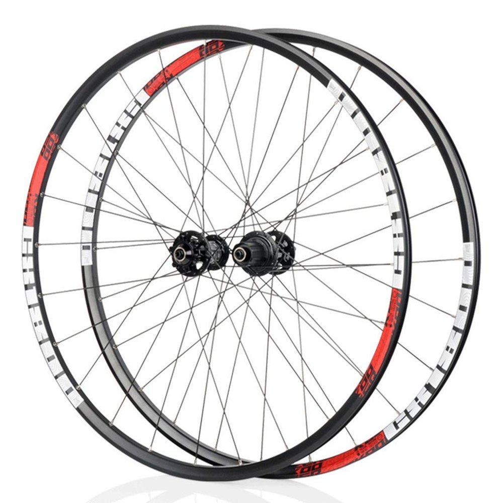 700C Road Bike Wheels CX Bicycle Wheelset Double Wall Rim 622mm Ultra-Light 1860g C/V Brake 8-11S Cassette Hub Sealed Bearing QR (Size : Red)