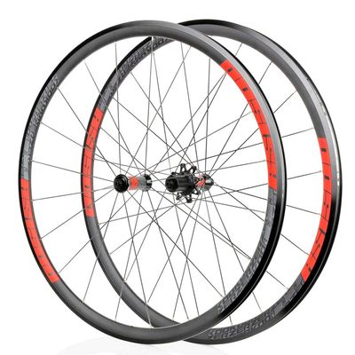 700C Bicycle Wheelset Front Rear Wheel for Road Bike Ultra-Light Rim Brake 8/9/10/11S Cassette Sprockets NBK Sealed Bearing QR 1740g (Size : Red)