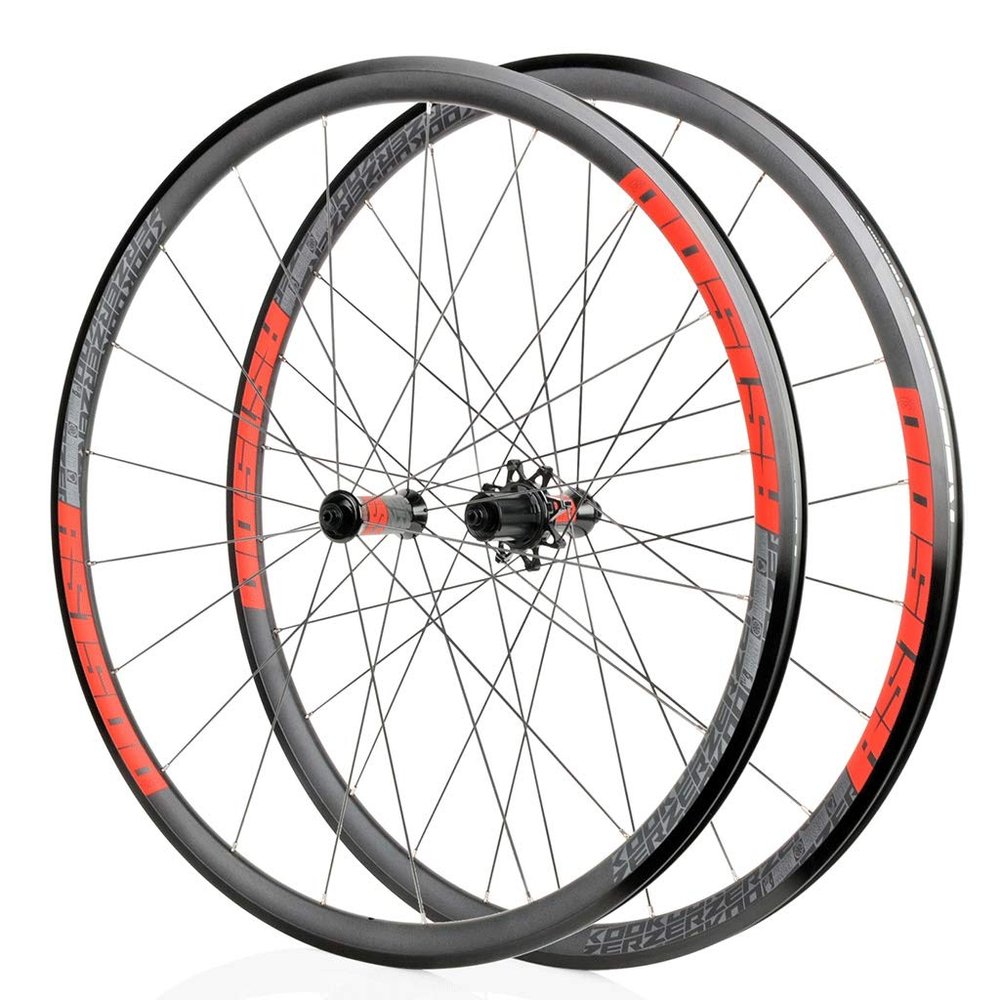 700C Bicycle Wheelset Front Rear Wheel for Road Bike Ultra-Light Rim Brake 8/9/10/11S Cassette Sprockets NBK Sealed Bearing QR 1740g (Size : Red)