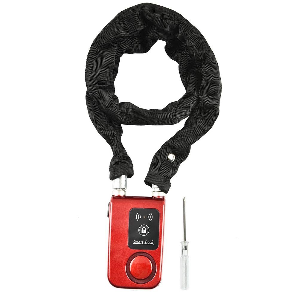 Chain Lock, Smart Bluetooth Chain Lock, 110 dB Anti Theft Smartphone Contro Lock for Motorbike/, Red