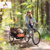 Aosom Elite 360 Swivel Bike Trailer for Kids Double Child Two-Wheel Bicycle Cargo Trailer with 2 Security Harnesses, Orange view 2