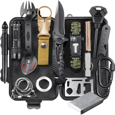 EILIKS Survival Gear, Emergency Survival Kit and Equipment 23 in 1, Cool Top Gadgets Gifts for Men Women Valentines Birthday Fathers Day, Christmas Stocking Stuffers, Camping Accessories