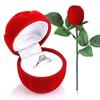HEEPDD Red Rose Ring Box, Red Rose Shape Propose Earring Jewelry Box Romantic Proposal Ring Case for Girlfriends Lover Engagement Wedding Valentine's Day view 1