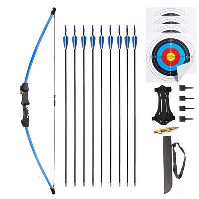 Mxessua 45" Youth Bow and Arrows Set for Kids 8-12 Teens Recurve Archery Beginner Gift Longbow Kit 9 Arrows, 4 Target Face Toy for Backyard Game Age 12-14 14-16 Blue