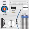 Mxessua 45" Youth Bow and Arrows Set for Kids 8-12 Teens Recurve Archery Beginner Gift Longbow Kit 9 Arrows, 4 Target Face Toy for Backyard Game Age 12-14 14-16 Blue view 3