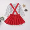 XFGLCK Toddler Baby Girl Valentine Clothes Outfit Long Sleeve Dot Heart Long Sleeve Shirt Blouse +Suspender Skirts Set (Red, 3-4 T) view 3