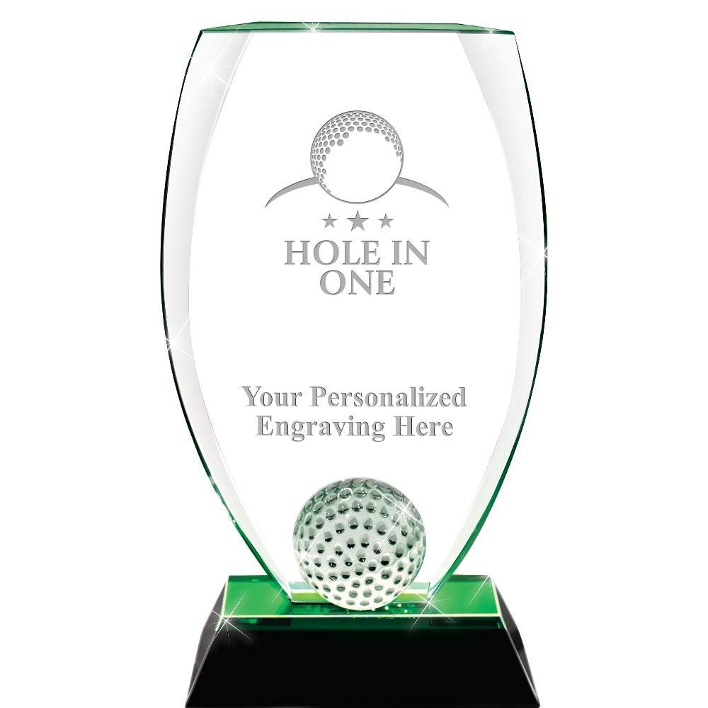 Crown Awards Crystal Golf Trophies, 9 1/2" Custom Engraved Hole in One Golf Trophy Award