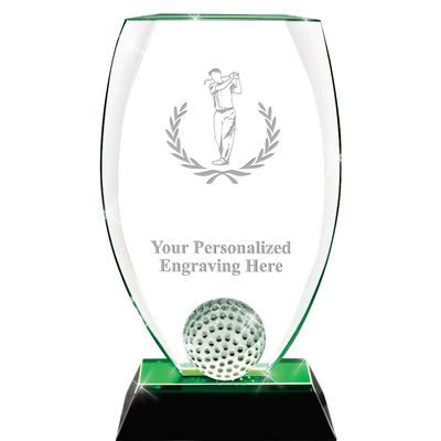Crown Awards Crystal Golf Trophy, 9 1/2" Personalized Male Golf Trophy Award, Engraving Included