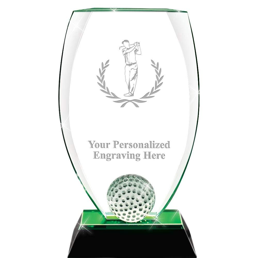 Crown Awards Crystal Golf Trophy, 9 1/2" Personalized Male Golf Trophy Award, Engraving Included
