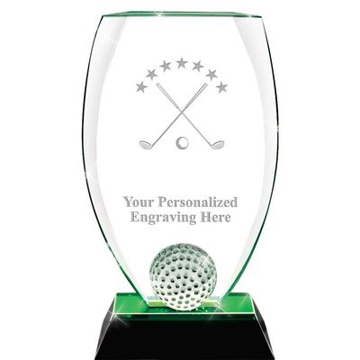 Golf Awards, 9 1/2" Personalized Crystal Golf Tournament Trophy Award