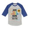 Custom 3/4 Sleeve T-Shirt Personalized Raglan Baseball T-Shirt Custom Unisex Raglan Shirt Heathergrey-Royal view 1