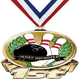 Bowling First Place Medal, 3" Gold Bowling Most Improved Trophy Medal Award 50 Pack Prime