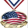 American Flag First Place Medal, 3" Gold USA Flag Trophy Medal Award 100 Pack Prime view 1
