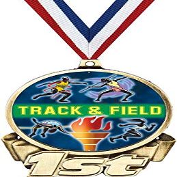 Track and Field First Place Medal, 3" Gold Track Running Sports Trophy Medal Award 50 Pack