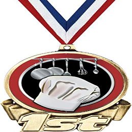 Cooking First Place Medal, 3" Gold Chef Hat Trophy Medal Award 50 Pack Prime