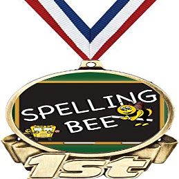 Spelling Bee First Place Medal, 3" Gold Spelling Trophy Medal Award 10 Pack