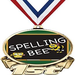 Spelling Bee First Place Medal, 3" Gold Spelling Trophy Medal Award 10 Pack