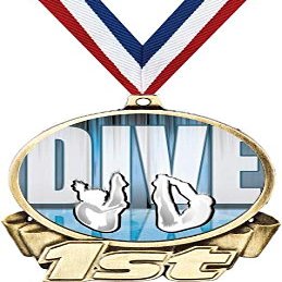 Diving First Place Medal, 3" Gold Swim Dive Team Trophy Medal Award 100 Pack Prime