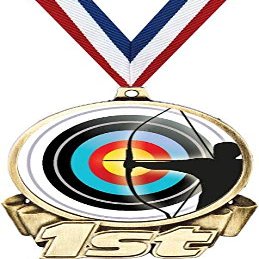 Archery First Place Medal, 3" Gold Archery Shooter Trophy Medal Award 50 Pack Prime
