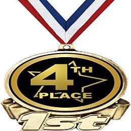 4th Place First Place Medal, 3" Gold Fourth Place Trophy Medal Award 50 Pack Prime