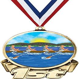 Rowing First Place Medal, 3" Gold Rowing Trophy Medal Award 100 Pack Prime