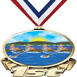 Rowing First Place Medal, 3" Gold Rowing Trophy Medal Award 100 Pack Prime