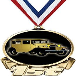 Antique Car First Place Medal, 3" Gold Auto Show Trophy Medal Award 100 Pack Prime