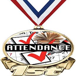 Attendance First Place Medal, 3" Gold Perfect Attendance Trophy Medal Award 50 Pack Prime