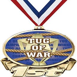 Tug of War First Place Medal, 3" Gold Tug of War Trophy Medal Award 10 Pack Prime