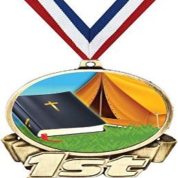 Bible Camp First Place Medal, 3" Gold Religious Bible Trophy Medal Award 100 Pack
