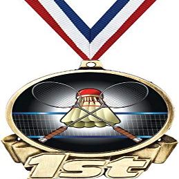 Badminton First Place Medal, 3" Gold Badminton Trophy Medal Award 50 Pack Prime