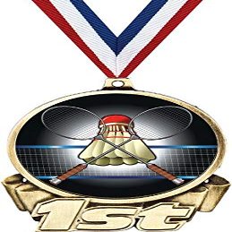 Badminton First Place Medal, 3" Gold Badminton Trophy Medal Award 50 Pack Prime