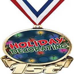 Holiday Decorating First Place Medal, 3" Gold Decorating Competition Trophy Medal Award 100 Pack